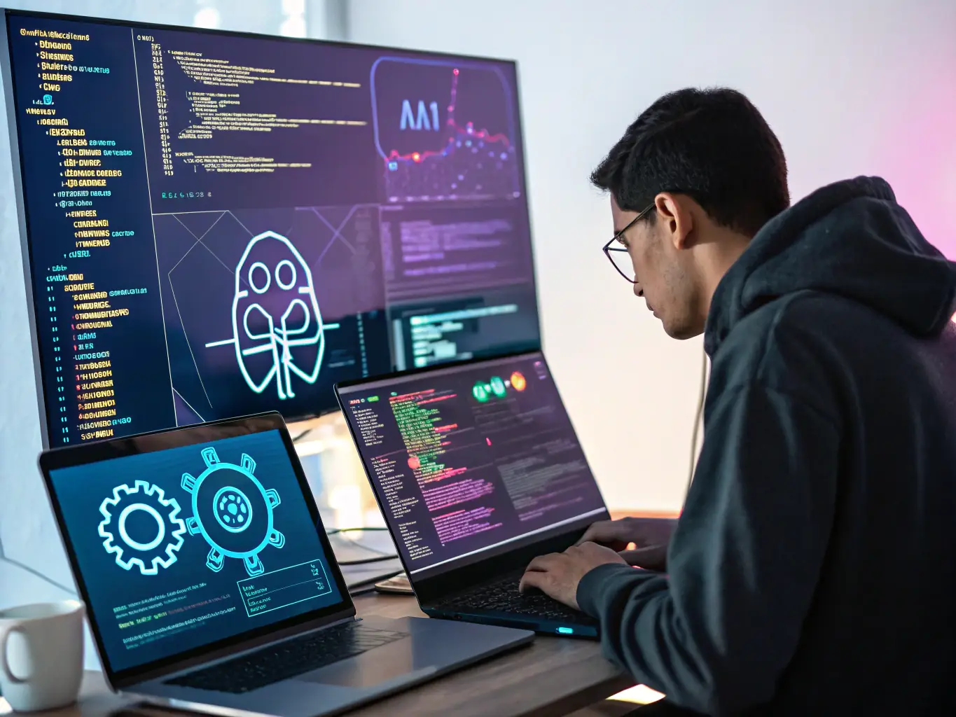 An image depicting the Map One API in action, showing code snippets and data visualizations, emphasizing the platform's powerful and flexible API capabilities for developers.